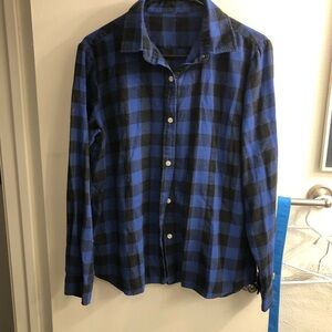 Blue and Black Plaid Button Down Shirt